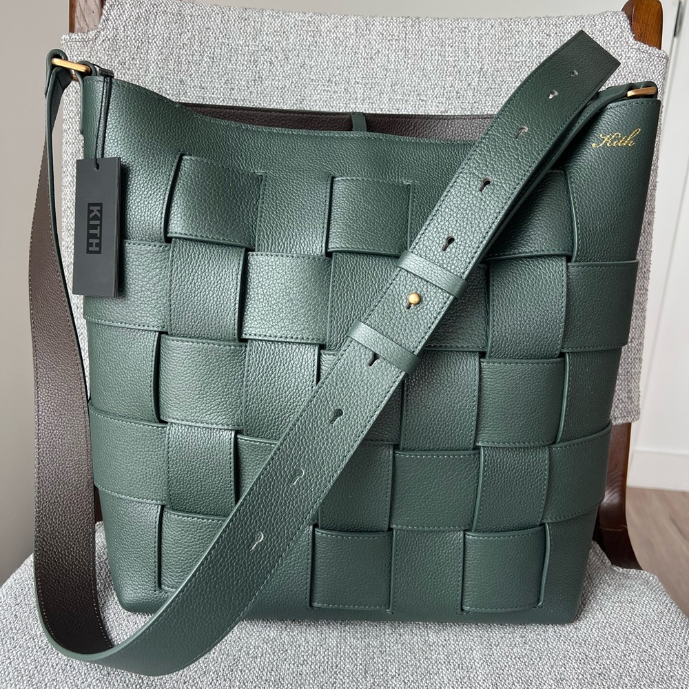 Kith Forest Green Woven Leather Tote Bag